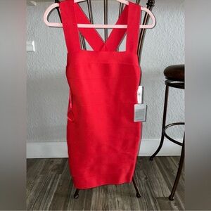 bebe Vibrant Red Bandage Mini Dress